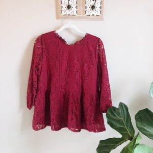 Andree by Unit Lace Blouse Red NEW Boutique Item